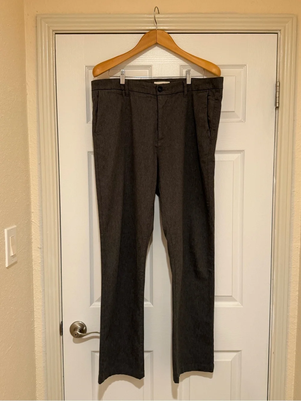 Hawker Rye Straight Fit Pants 38x32 Heather Grey Stretch Chino